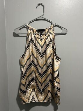 White House Black Market Chevron Halter Camisole in Cream and Black